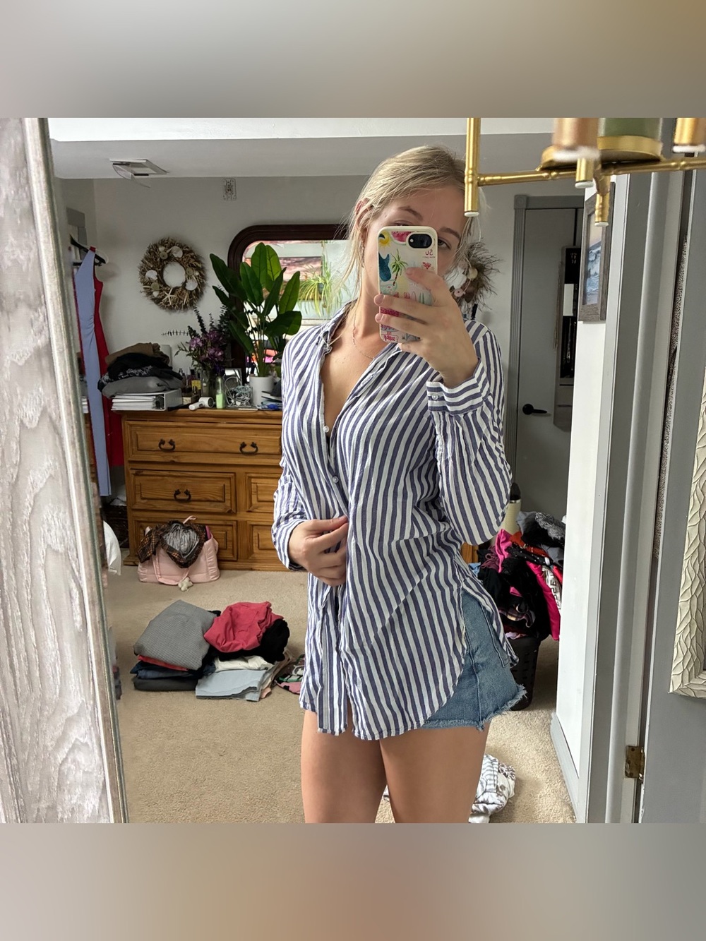 H&M Divided Striped Button-Up Shirt